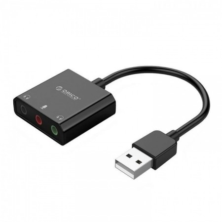 Karta dźwiękowa Orico SKT3-BK-BP zewnętrzna USB-A, 3 porty, mini jack